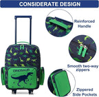 VASCHY Rolling Luggage for Kids, Cute Travel Carry on Suitcase for Boys Toddlers/Children with Wheels 18inch Dinosaur