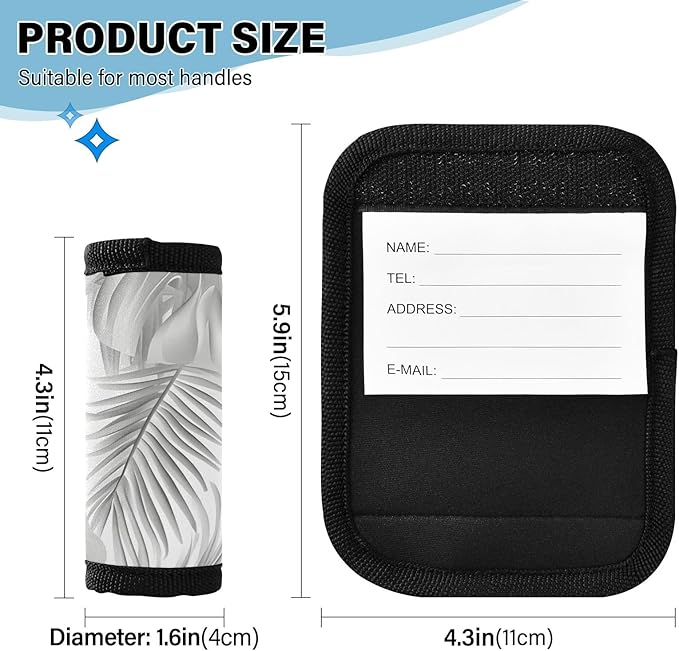 Gray Plam Tree Luggage Handle Wrap for Suitcase Luggage Tags Handle Covers Identifiers Soft Decorations Travel Accessories 2 Pack
