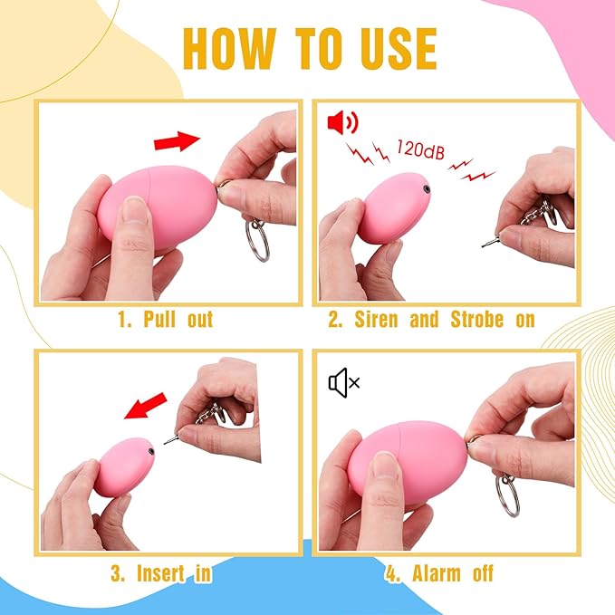 Tellegloww 8 Pcs Personal Safety Alarm for Women 120db Loud Sound Personal Siren Self Defense Keychain for Women Elderly Joggers Night Workers