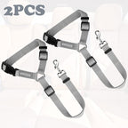 BWOGUE 2 Packs Dog Cat Safety Seat Belt Strap Car Headrest Restraint Adjustable Nylon Fabric Dog Restraints Vehicle Seatbelts Harness Grey