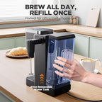 Tastyle Single Serve Coffee Maker with Built-in Detachable Milk Frother, Iced and Hot Coffee Machine for K Cup & Grounds, 40oz Removable Water Reservoir, 6 Cup Sizes, Fits 7.3" Travel Mug, Black