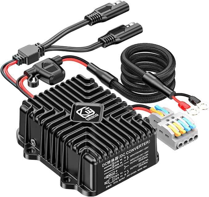 Kewig 400W 32A 12V Golf Cart 48V-120V to 12V Converter Voltage Regulator Reducer Transformer with Fuse DC Convert Regulator Power Supply Buck Transformer Module for Motorcycle Golf Cart Scooters