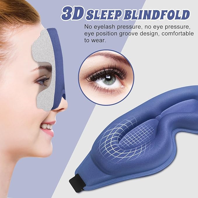 3D Advanced Eye Mask for Sleeping，Ultra Delicate Soft Skin Friendly Eye mask，100% Blackout Sleep Eye Mask for Sleep, Eyelash Extension Sleep mask