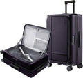 NINETYGO Medium Checked Luggage 25 Inch, Flat Top Opening Check In Luggage with Cup Holder, Expandable, Lightweight PC Hard Shell, TSA Lock, 360° Spinner Wheels (Blackcurrant Oolong)