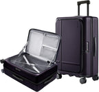 NINETYGO Medium Checked Luggage 25 Inch, Flat Top Opening Check In Luggage with Cup Holder, Expandable, Lightweight PC Hard Shell, TSA Lock, 360° Spinner Wheels (Blackcurrant Oolong)