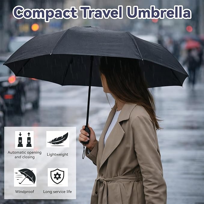 6 Pcs Travel Compact Umbrella, Automatic Open and Close Umbrella, Windproof Travel Rain Umbrellas, Folding and Portable Umbrellas for Men and Women