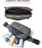 LATMAP 2L Fanny Packs Everywhere Belt Bag Small Fashion Crossbody Waist Pack Faux Leather Waterproof Sling Chest Bag For Women Trendy Grey