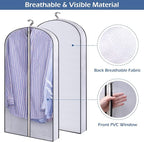 SLEEPING LAMB 40" Clear Garment Bags for Hanging Clothes Storage 4" Gusseted Suit Bags for Closet Storage Coat Cover for Shirts, Sweaters, Jackets (5 Packs)