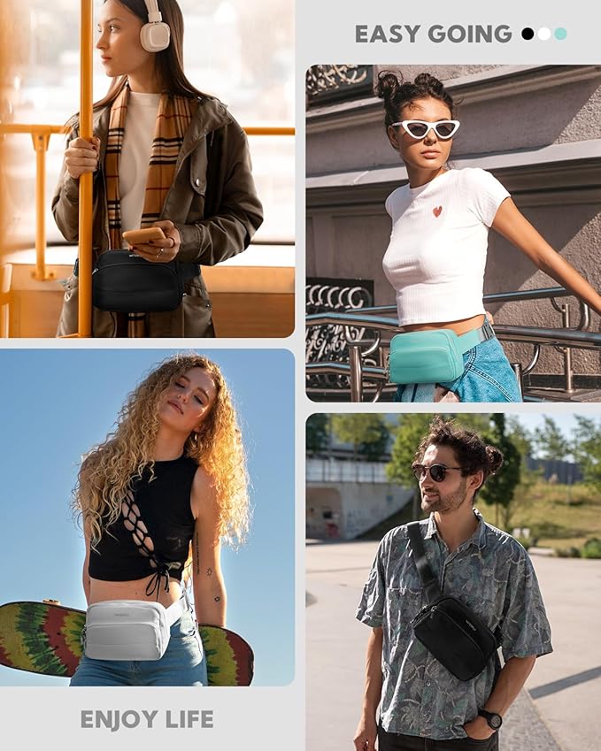 WATERFLY Waist Packs Fanny Pack: Small Fashion Belt Bag Casual Waist Bag for Women Men Hip Pack for Walking Hiking Everywhere