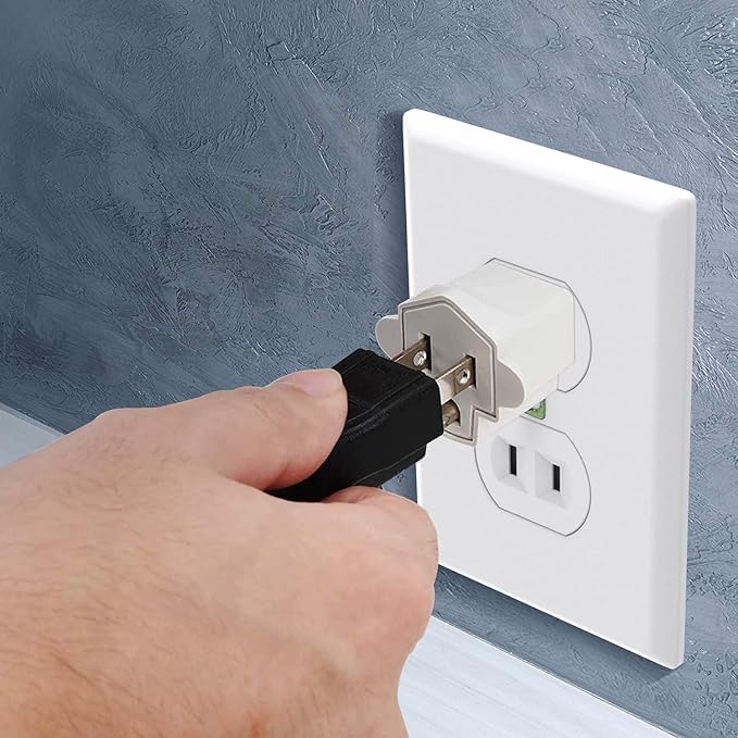 JACKYLED ETL Listed 3 to 2 Prong Converter Polarized Grounding Adapter, 3-Prong to 2-Prong Adapter Plug Fireproof Material 392℉ Resistant Wall Outlets Plug for Household Appliances Industrial, 8 Pack