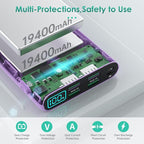 Portable Charger 38800mAh,LCD Display Power Bank,5 USB Outputs Battery Pack Backup, USB-C 3A in&out Travel Essential Portable Phone Charger For iPhone 17/16/15/14/13 Pro,Android Samsung Galaxy-Purple