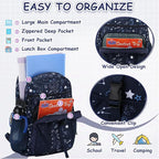 VASCHY Kids Backpack Lunch Bag Set, 2-1 School Bookbag Insulated Lunch Box for Toddlers,Preschool,Daycare,Kindergarten,Elementary School Navy