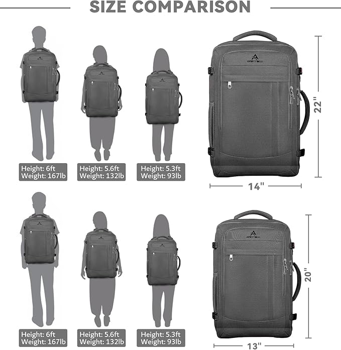 AREYTECO 60L Travel Laptop Backpack for Men, Extra Large Backpack, Big Capacity Carry On Backpack, 18-19 Inch Laptop Backpack Water Resistant Luggage Computer Daypack College Bag, Grey