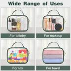 Wedama TSA Approved Toiletry Bag, 4 Pack Clear Makeup Bags with Handles, Quart Size Clear Toiletry Bags, PVC Cosmetic Bags for Women and Men, Carry on Airport Airline Compliant Bag, Dark Green