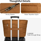Puffer Tote Bag with Pouch,Women's Lightweight Quilted Shoulder Bag,15.6"/17.3" Laptop Travel Weekender for Work & Nurses
