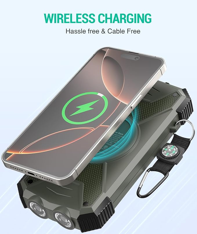 BLAVOR Solar Power Bank 10,000mAh Plus 4FT USB-C Cable