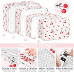 KPX 8 Set Packing Cubes for Travel, Luggage Packing Organizers Accessories Large Toiletries Bag for Clothes Shoes Cosmetics (Cherry)