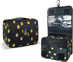 Lcsmaokin Large Capacity Toiletry Bag Travel Bag with Hanging Hook for Men and Women Waterproof Travel Cosmetic Bag Bathroom Storage Bag for Brushes Set,Full-Sized Shampoo,Accessories-Black Lemon
