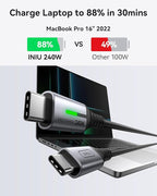 INIU Smallest 22.5W 10000mAh Power Bank & 240W [6.6ft, 2-Pack] Fast Charging USB C Cable Combo