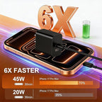 45W Dual Type C Charger Fast Charging for Samsung,PD 3.0 GaN Super Fast Android Phone Charger Block with Long USB C Cable 10FT/6FT for Galaxy S25/S25 Ultra/S25+/S24+/S23/S22/for iPhone 17/16/15 Series