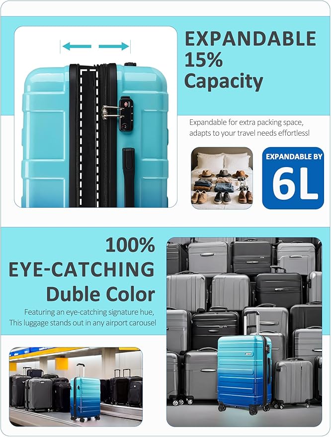Tolino Carry on Luggage Checke Airline Approved,24 Inch Hardside Suitcase with Wheels TSA Lock, PC+ABS Lightweight Carry on Suitcases for Women and Men