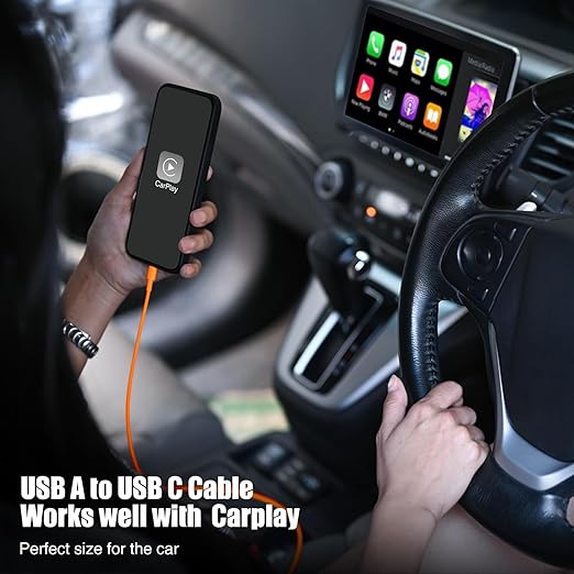 3-Pack Orange [3.3FT+3.3FT+6FT] USB A to USB C Cable，USB to USB C Cable，Car Carplay Cable for iPhone 17 16 15 Pro Plus Pro Max Air，for Galaxy S25, for iPad, for MacBook and More