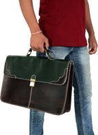 The Tannery Handmade Full Grain Leather Briefcase Laptop Satchel Office Crossbody Bag for Unisex Unique Vintage Design