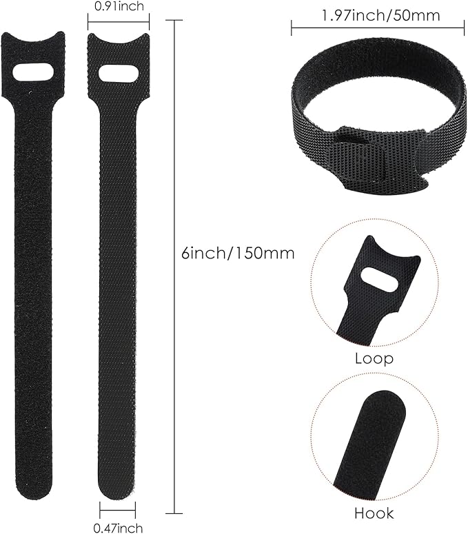 MVYC 120PCS 6 Inch Cable Ties Reusable Multi-Purpose Wire Ties Cord Organizer Adjustable Cable Management 5 Colors