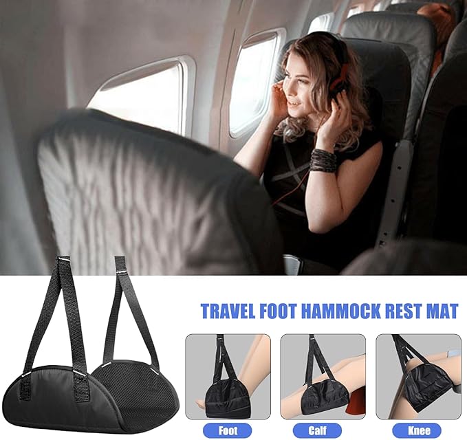 TOLUON Airplane Foot Hammock Foot Hammock for Plane Travel Portable Airplane Footrest Length Adjustable Airplane Foot Rest Travel Essentials Accessories Office Leg Rest Gifts to Relax Your Feet Rose