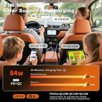 Retractable Car Charger 4 in 1, Car Charger USB C Fast Charge 84W Cigarette Lighter USB Charger, Travel Essentials Car Accessories Gifts for Men Women for iPhone 17 16 15 14 13 12 Pro Max, Samsung