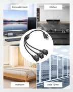 18AWG 3 Prong Extension Cord Splitter, NEMA 5-15P to 5-15R 3 Way Extension Power Outlet Splitter Cable for Home,Room,Office(1M/3.2FT)