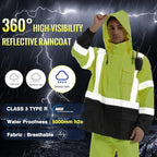 SKSAFETY Hi Vis Safety Rain Jacket for Men, Construction Work Rain Gear Heavy Duty Class 3 Rain Coat Waterproof Lightweight