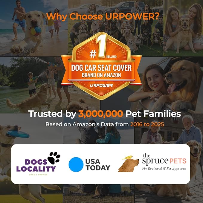 URPOWER 2026 Upgraded Dog Back Seat Extender for Full Size Crew Cab Truck - Large Hard Bottom Dog Car Seat Cover Holds 550lbs, Waterproof Dog Hammock Pet Bed with High-Density Foam Non-Slip