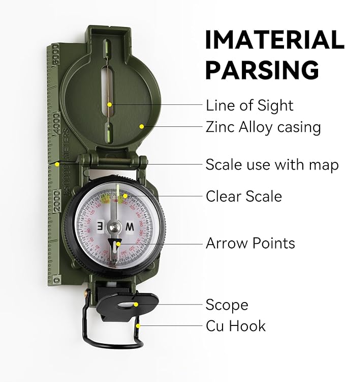 Compass Hiking Survival, Wilderness Survival Compass for Kids- Magnetic Gear Set Navigation Map- Backpacking Camping Hunting Survival
