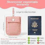 Undercover Bra Wallet, Hidden Travel Pouch with Adjustable Elastic Strap, Secret Stash Pocket for Passport, Credit Cards, Money and Valuables (Pink)