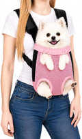 Inspack Dog Backpack Carrier/Cat Carrier, Adjustable Pet Front Carriers Travel Bag for Puppy Medium Dogs, Legs Out, Soft Ventilated Doggie Chest Carry Backpacks for Hiking/Camping, 2.5-4 lbs, Pink