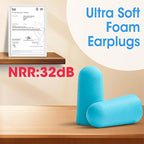 AZEN 300 Pairs Ear Plugs, NRR 32dB Soft Foam Ear Plugs for Sleeping Noise Cancelling, Earplugs for Concerts Shooting Swimming Noise Reduction,Individually Wrapped (Lake Blue)
