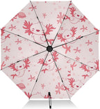 ALAZA Folding Umbrella Kawaii Axolotl Pink Animal Compact Travel Umbrella Automatic Open Close, Inverted Umbrellas for Rain Windproof UV Protection Sun Umbrellas