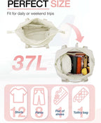 Weekender Bags for Women, BAGSMART Travel Duffel Bags with Shoe Compartment,Personal Item Travel Bag for Airlines, Carry on Overnight Tote Bag with Toiletry Bag (Light Beige,2pcs)