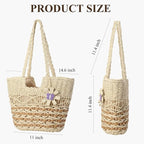 Trifabricy Beach Bags for Women, Summer Straw Bag, Woven Straw Beach Tote Bag Shoulder Handbags