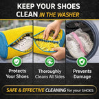 Shoe Washing Machine Bag for Sneakers, 360° Deep Clean Chenille Microfiber Laundry Bag with Hidden Zipper, Reusable Shoe Wash Protector for Running & Tennis Shoes (Yellow)