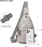 LATMAP Sling Bag For Women Faux Leather Small Casual Daypack Backpack Fanny Pack Crossbody Chest Bags Purse