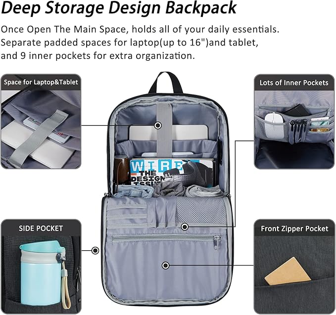 MAXTOP Laptop Backpack for Women Men College Bookbag Business Travel Backpack Anti-theft Water Resistant Computer Backpacks Fits 15.6 Inch Laptop