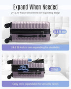 LIGHT FLIGHT Luggage Sets, 3 Piece Durable Suitcase Set with Spinner Wheels, 3 Pcs Hardside Lightweight luggage with TSA Lock, Large Checked Travel Suitcases, 20/24/28 Inch, Rose Purple