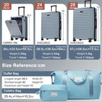 5 Piece Luggage Set w/TSA Locks & USB Port, Front Opening Hard Shell Luggage Sets, Expandable Suitcase Set with Wheels and Cup Holder(20"/24"/28") (Sky Blue)