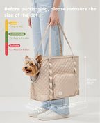 Pecute Dog Purse Carrier, Dog Carrier with Pockets for Small Dogs, Fits Dogs 5 lbs to 9 lbs, Cat and Puppies Tote Bag, Outing, Travel, Vet, Khaki