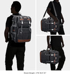 WITZMAN Canvas Travel Backpack for Men Large Laptop Backpack Fit 16 inch Carry-on Airline Approved Convertible Shoulder Rucksack(A6617-3 Black)