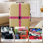 2 Pack Luggage Straps for Suitcases, Adjustable Travel Belt with Double Lock and Quick Release Buckle, Heavy Duty Nylon Bag Packing Strap, Bright Identifiers Business Travel Accessories-Pink Bottles