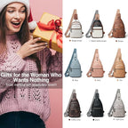 LATMAP Sling Bag For Women Faux Leather Small Casual Daypack Backpack Fanny Pack Crossbody Chest Bags Purse