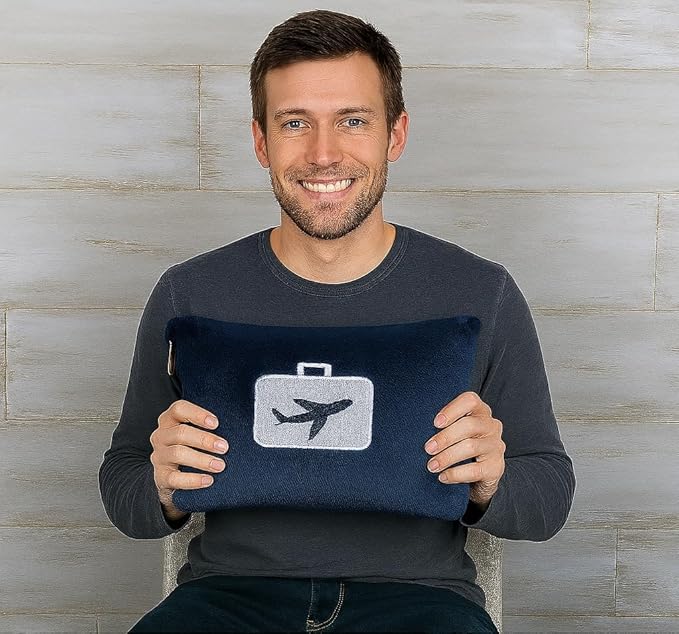 Comfort Fly Travel Blanket & Pillow – 2-in-1 Micro Plush Airplane Blanket with Carry Case (40" x 70") - Navy